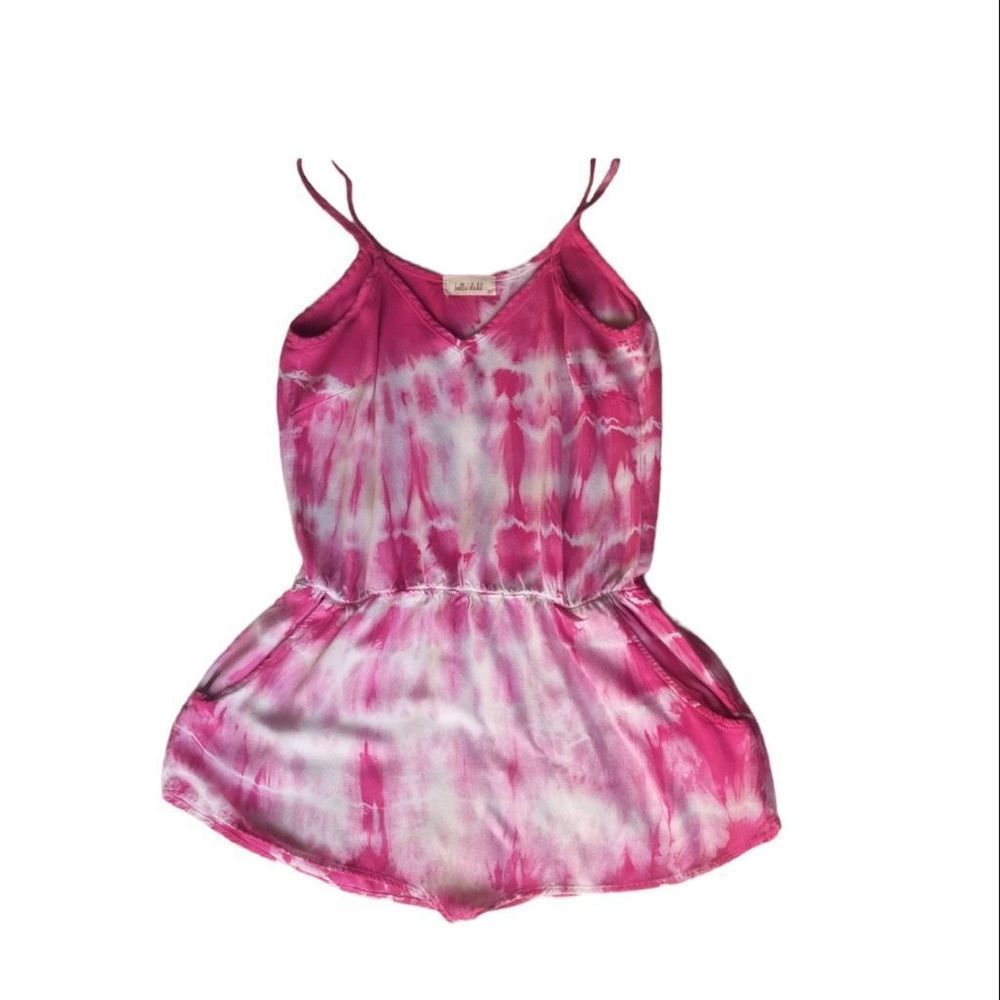 Bella Dahl Women's Pink Tie Dye Spaghetti Strap Romper Size Extra Small